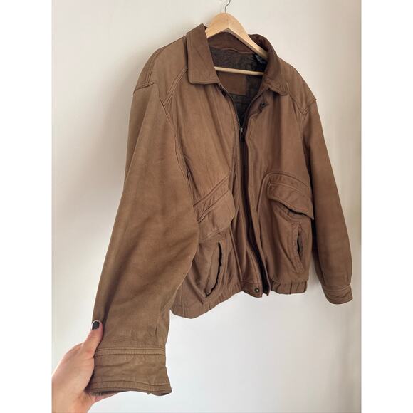 St. John's Bay Vintage Classic Suede Bomber Jacket, Size Large - Picture 1 of 7